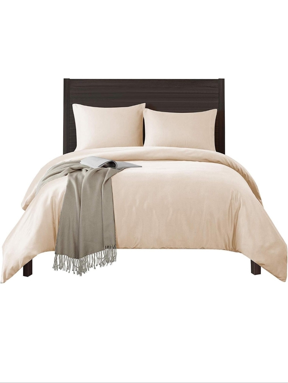 TEXAS LINEN CO. 100% Egyptian Cotton 3 Piece Duvet Cover Queen. Hidden Zipper